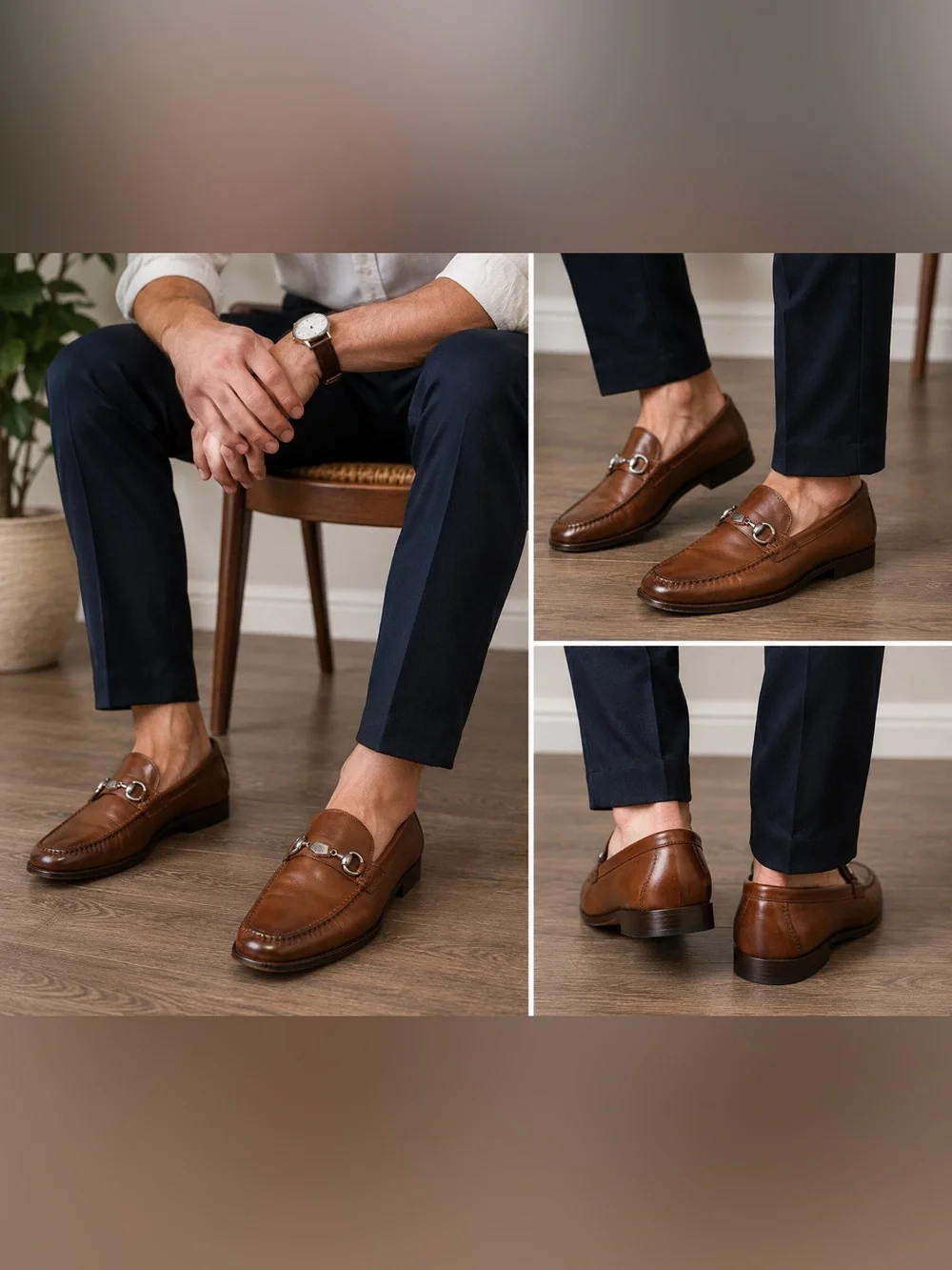 lorenzo Brown Leather Bit Loafers